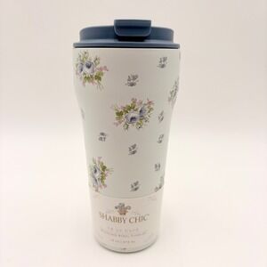Shabby Chic Rachel Ashwell 16 oz Cafe Stainless Tumbler Blue Floral Travel Mug